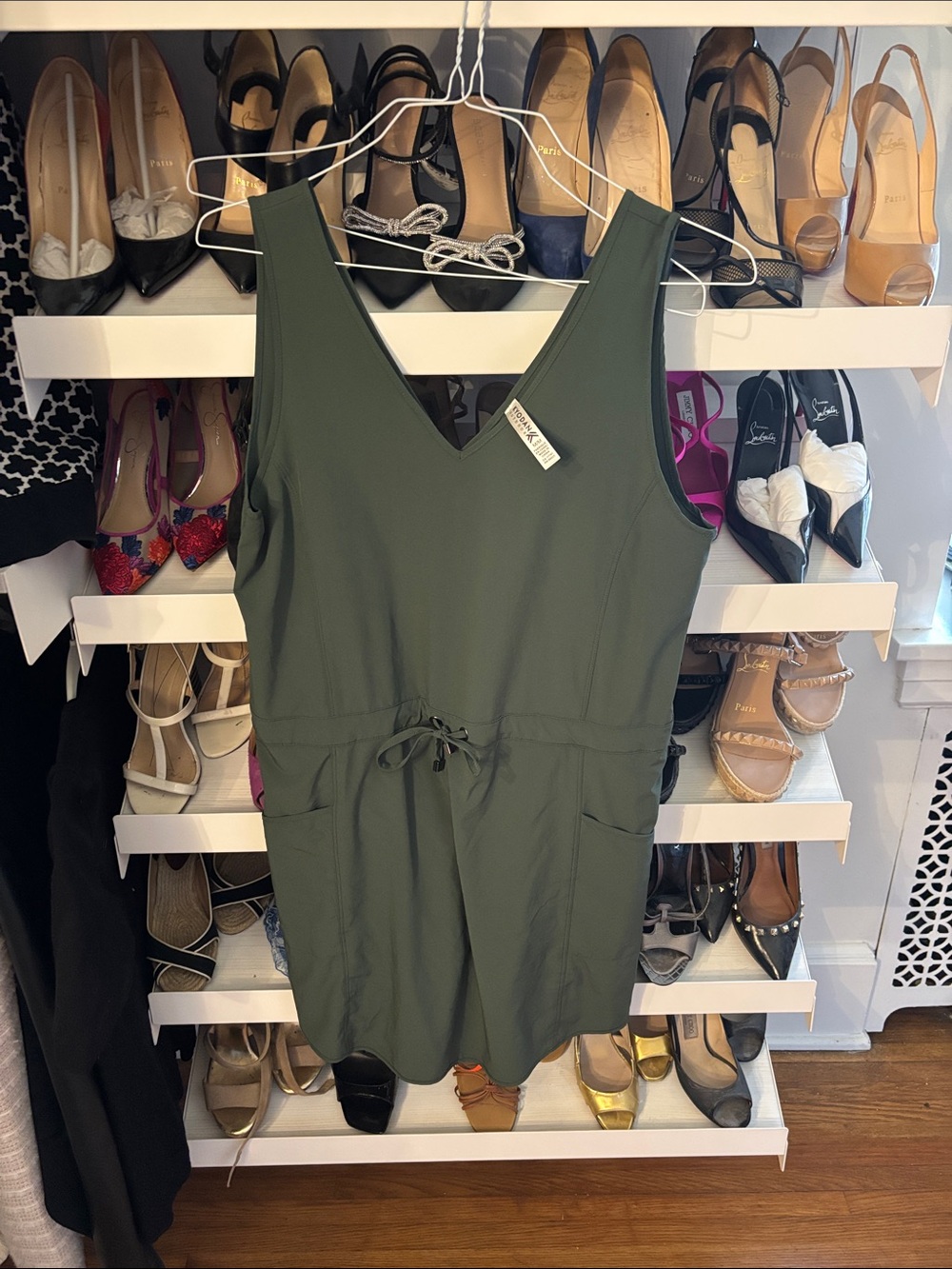 Kyodan Women’s V-Neck Sleeveless Romper in Olive Green